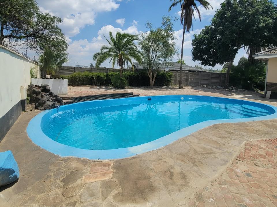Swimming pool and palm garden at Afro Lodges & Motels, Borrowdale, Harare
